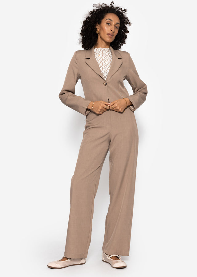 High-waisted straight-leg trousers - dark beige