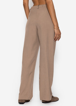 High Waist Hose mit geradem Bein - dunkelbeige