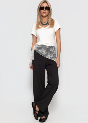 High Waist Hose mit geradem Bein - schwarz