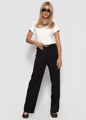 High Waist Hose mit geradem Bein - schwarz