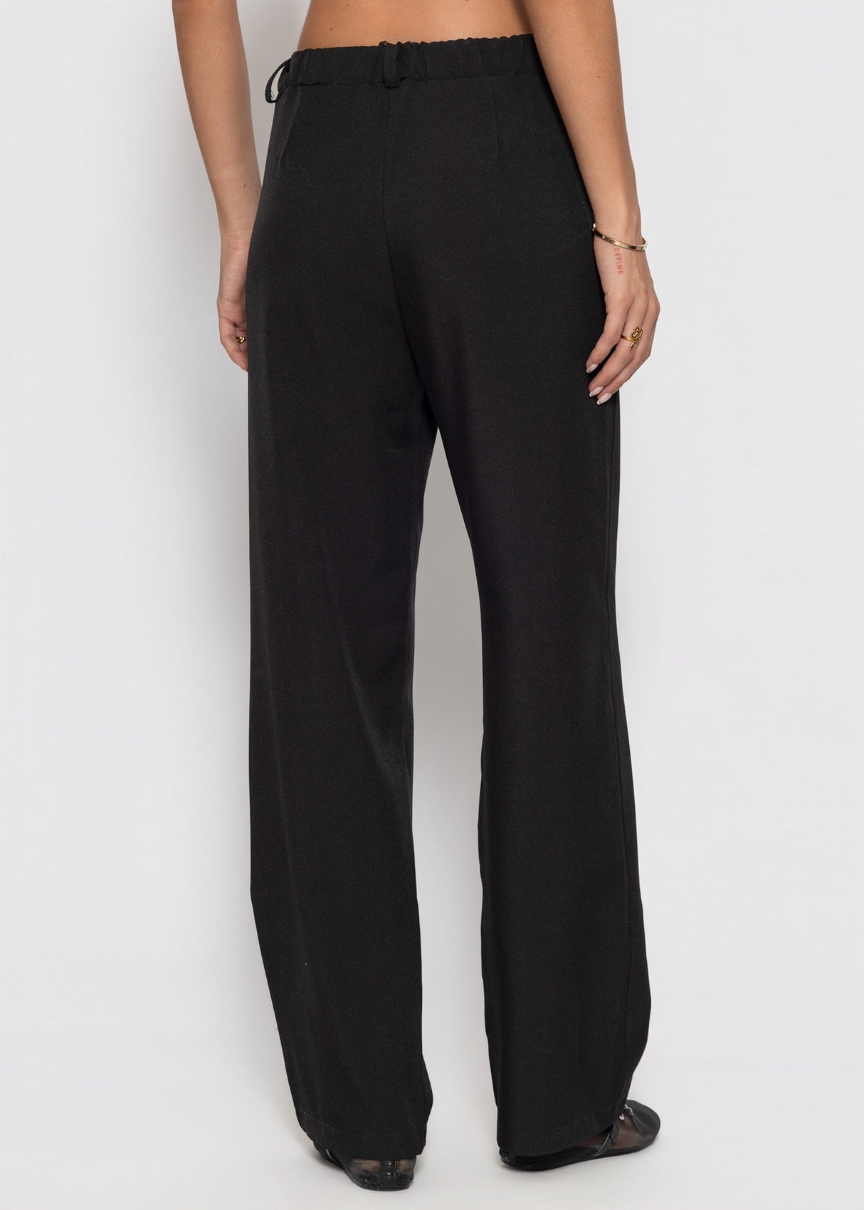 High Waist Hose mit geradem Bein - schwarz