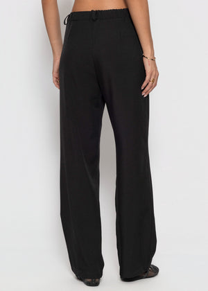 High Waist Hose mit geradem Bein - schwarz