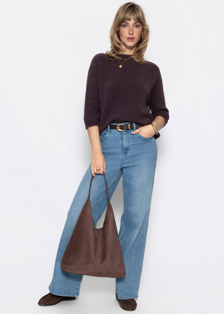 High Waist Jeans mit weitem Bein - hellblau