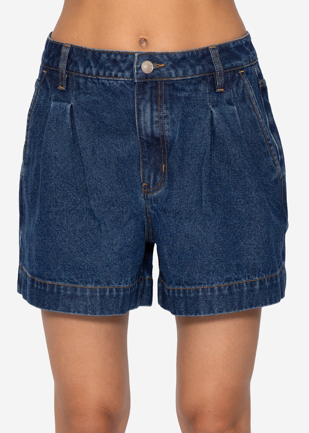 High waist jeans shorts - dark blue