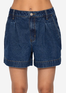 High waist jeans shorts - dark blue