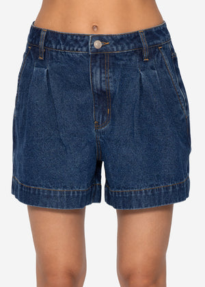 High waist jeans shorts - dark blue
