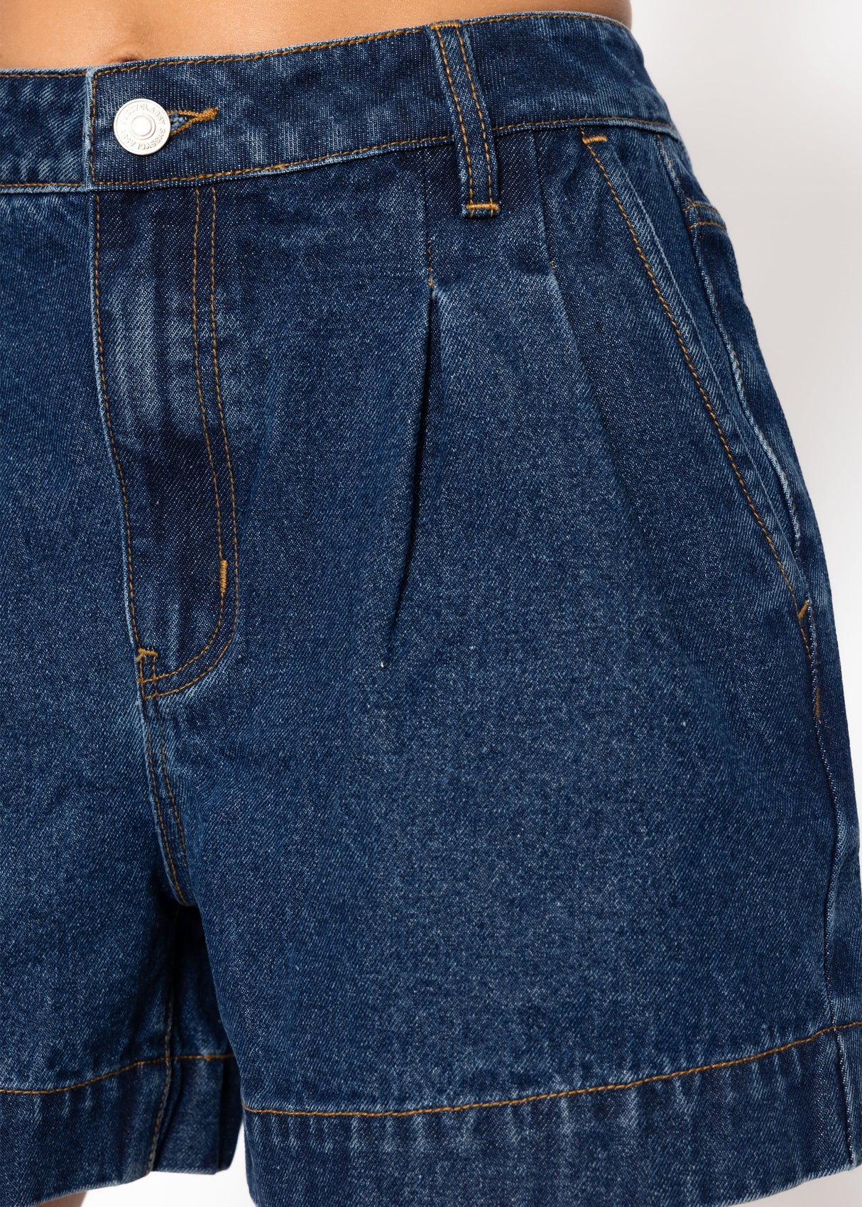 High waist jeans shorts - dark blue