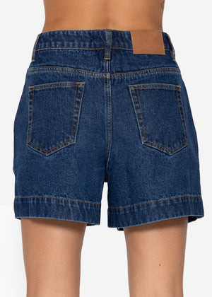 High waist jeans shorts - dark blue