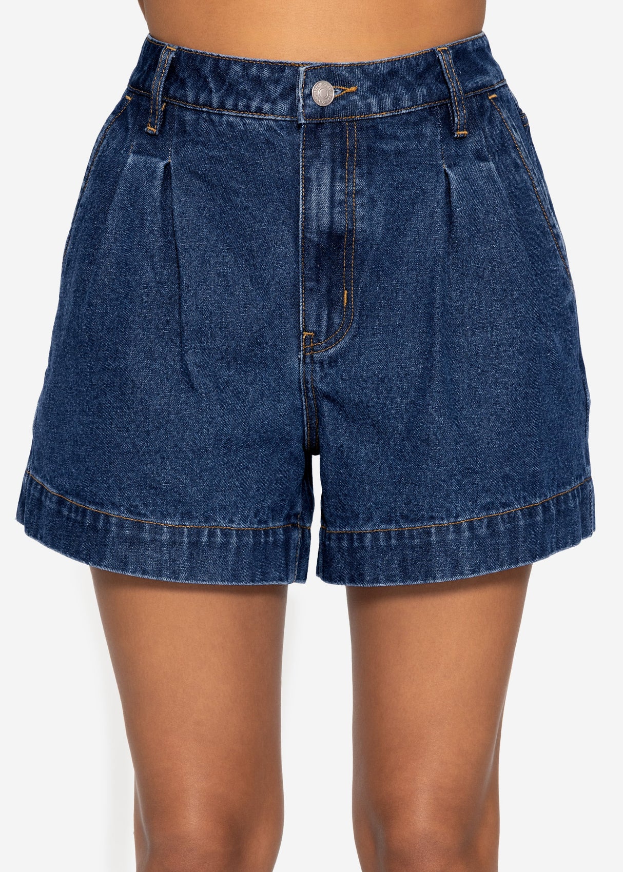 High Waist Jeans Shorts - dunkelblau