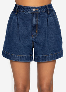 High waist jeans shorts - dark blue