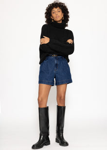High waist jeans shorts - dark blue