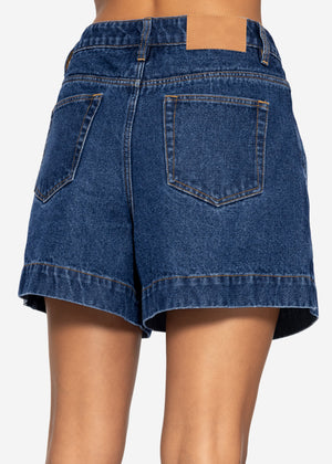High Waist Jeans Shorts - dunkelblau