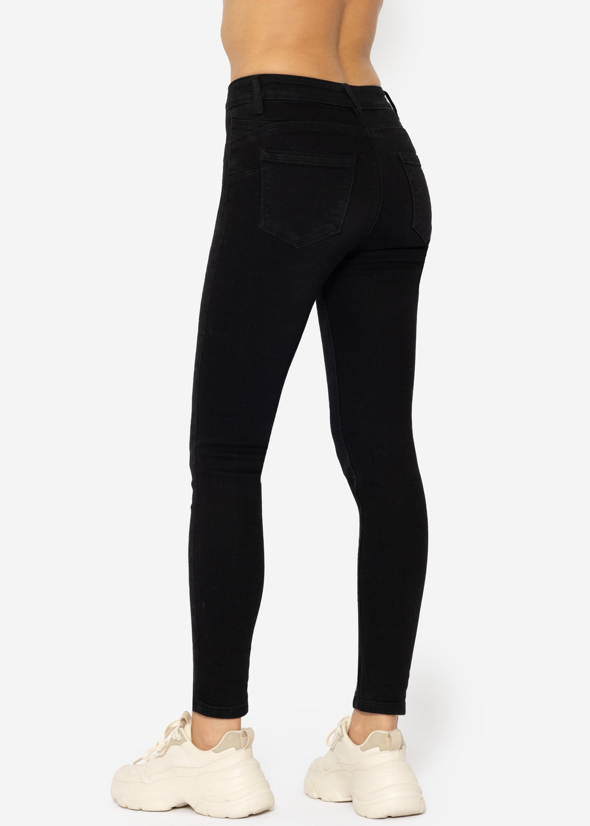 High waist push up jeans - black