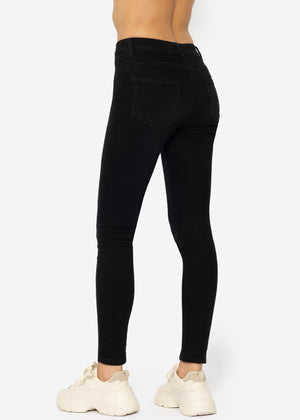 High waist push up jeans - black