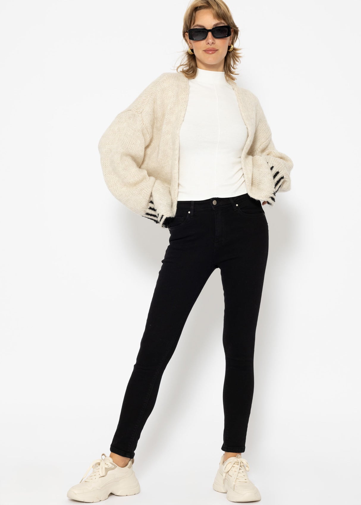 High waist push up jeans - black