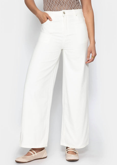 Highwaist Baumwoll-Hose mit weitem Bein - offwhite by SASSYCLASSY