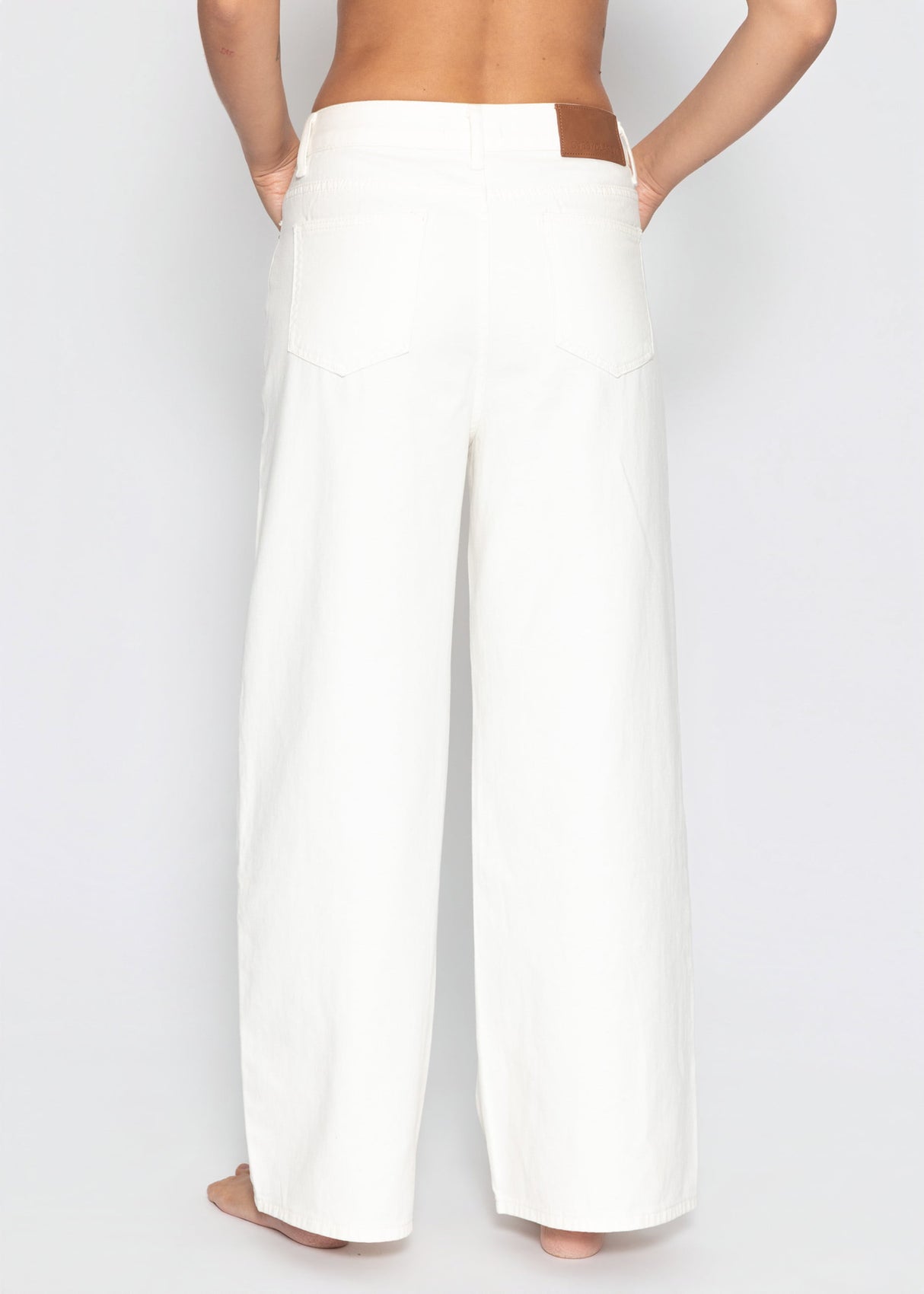 Highwaist Baumwoll-Hose mit weitem Bein - offwhite