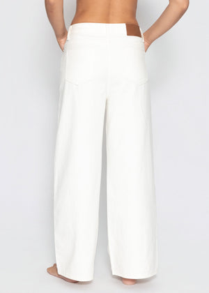 Highwaist Baumwoll-Hose mit weitem Bein - offwhite