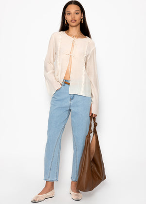 Highwaist jeans with decorative seam - light blue