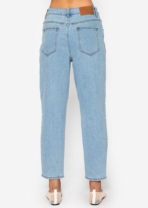 Highwaist jeans with decorative seam - light blue