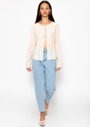 Highwaist jeans with decorative seam - light blue