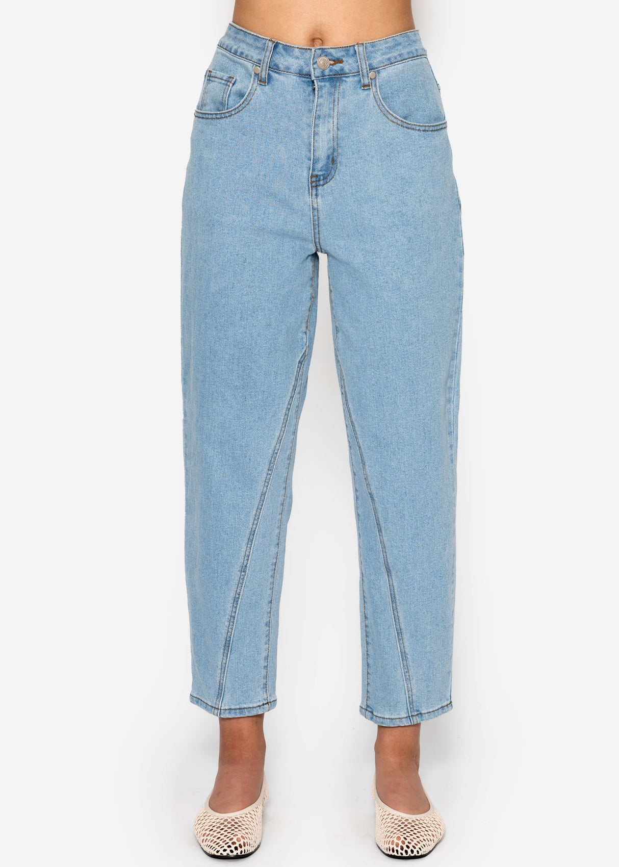Highwaist jeans with decorative seam - light blue