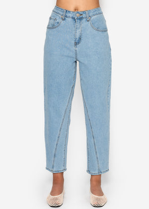 Highwaist jeans with decorative seam - light blue