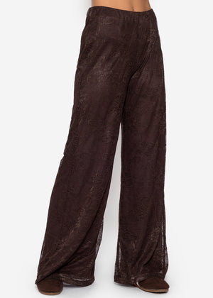 Hose aus Spitze mit weitem Bein - braun