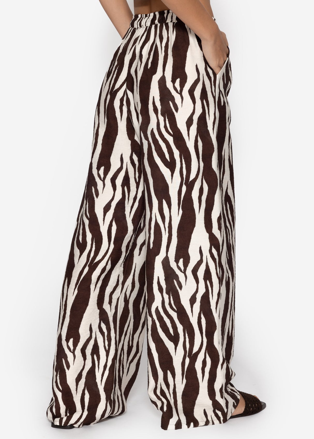 Hose in Viskose mit Zebra-Print - braun