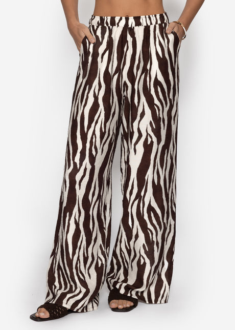 Hose in Viskose mit Zebra-Print - braun by SASSYCLASSY
