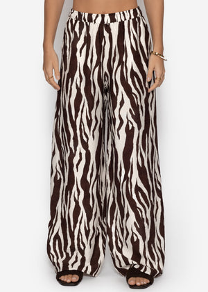Hose in Viskose mit Zebra-Print - braun