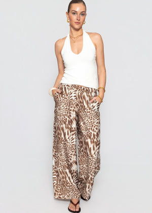 Hose mit Animal-Print - braun