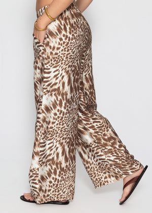 Hose mit Animal-Print - braun