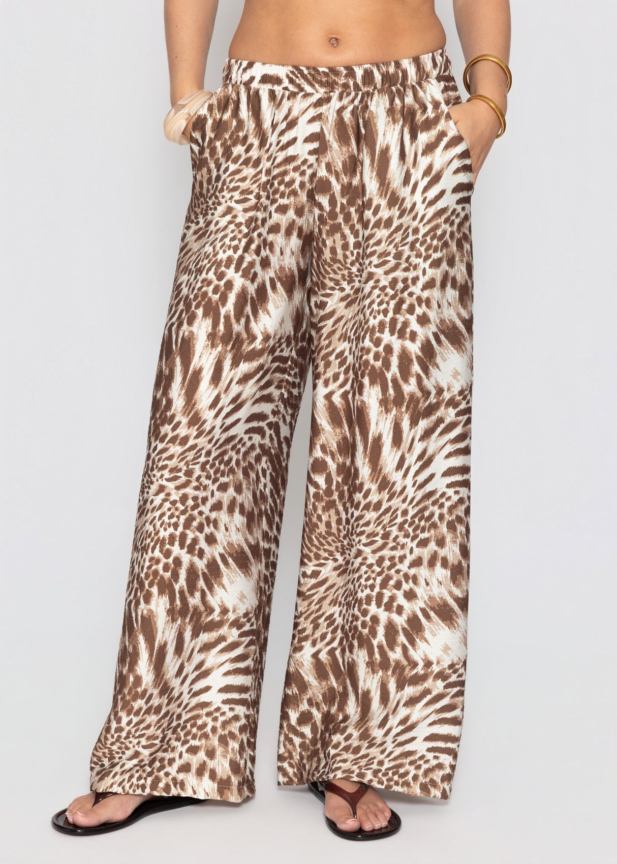 Hose mit Animal-Print - braun