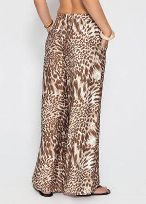 Hose mit Animal-Print - braun