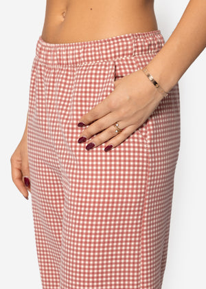 Pants with Vichy print - red
