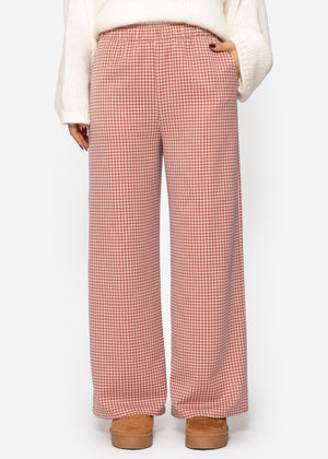 Pants with Vichy print - red