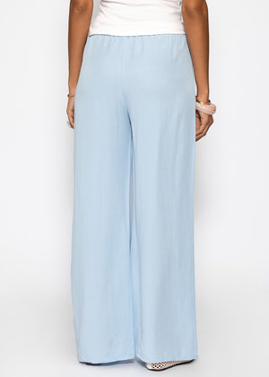 Pants with a wide leg and rüsch details - light blue