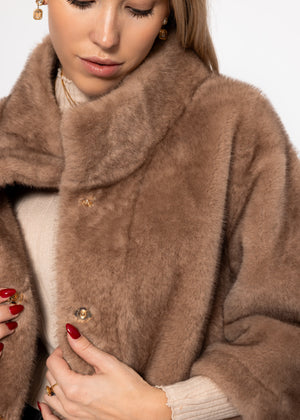 Jacke aus Kunstfell mit 7/8 Ärmeln - beige