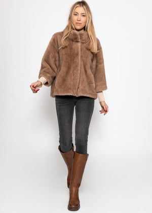 Jacke aus Kunstfell mit 7/8 Ärmeln - beige