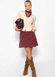 Jeans Rock mit Volant - burgundy