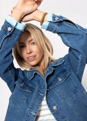 Lockere Jeansjacke - blau