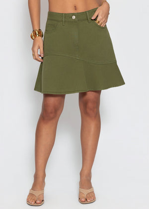 Jeans Rock with Volant - Khaki
