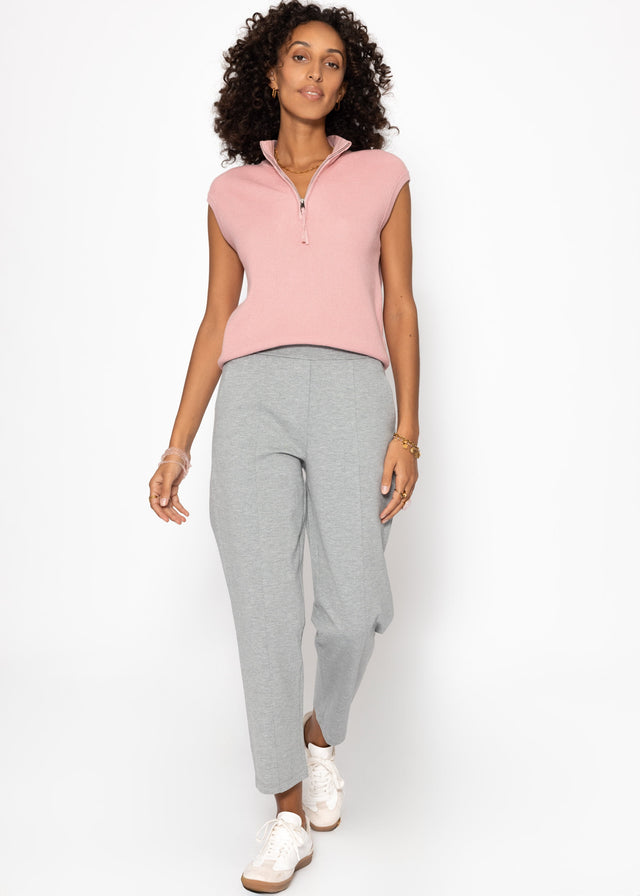 Jersey chinos with decorative stitching - light grey