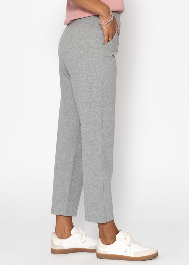 Jersey chinos with decorative stitching - light grey