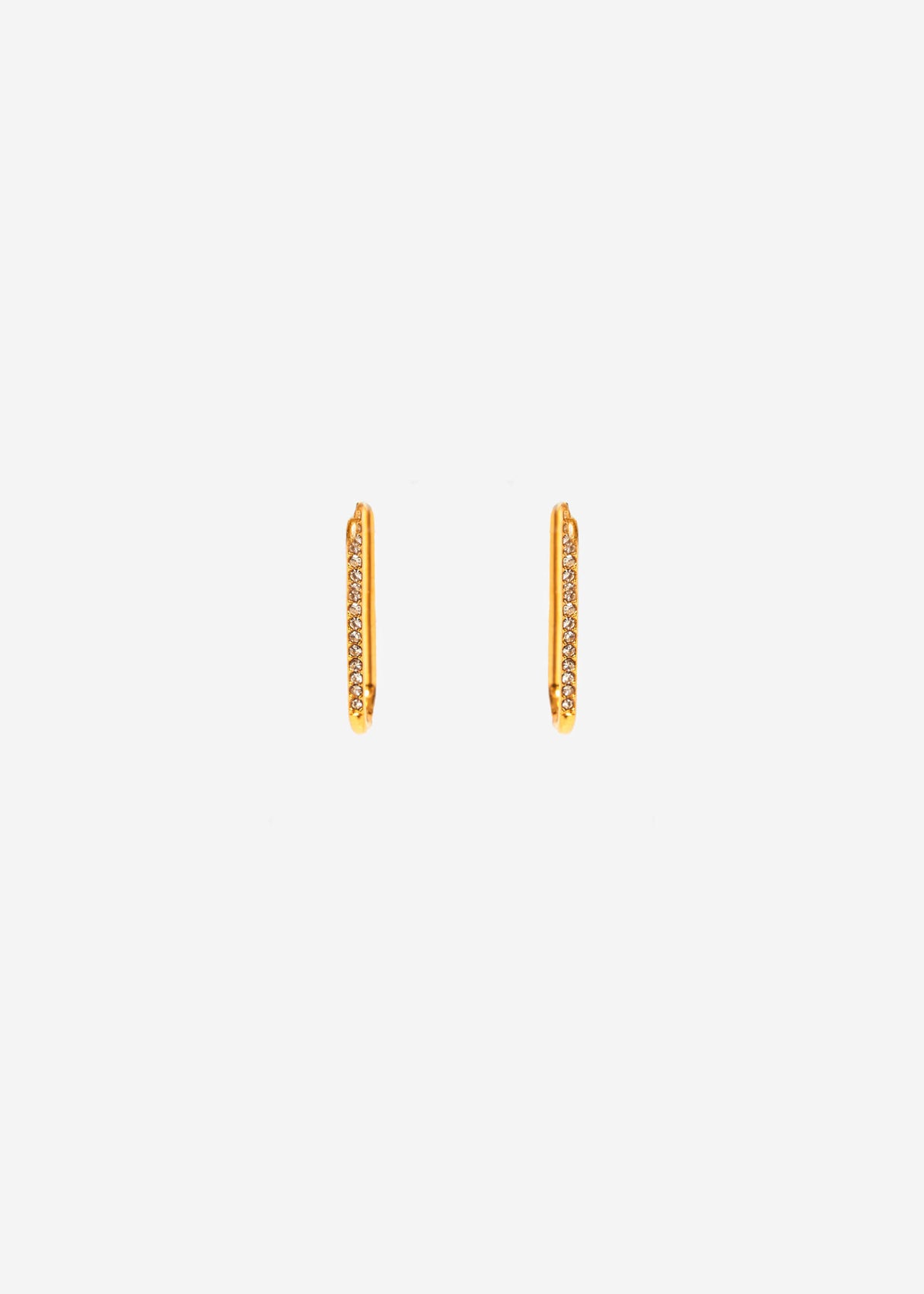 Classic Squared Creolen with sparkling stone - gold