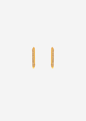 Classic Squared Creolen with sparkling stone - gold