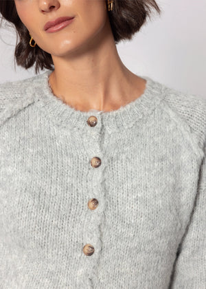 Kurzarm Cardigan mit Außennähten - grau