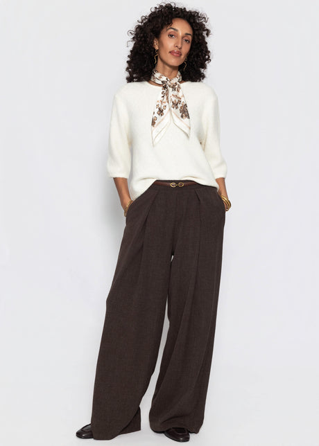 Kurzarm-Pullover mit Strukturmuster - offwhite
