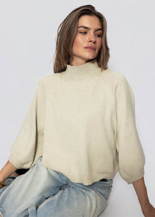 Kurzarm Strickpullover mit weiten Raglanärmeln - greige